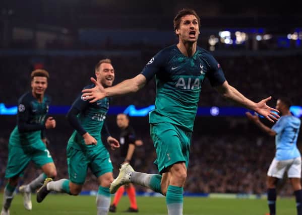 Tottenham Hotspurs Fernando Llorente celebrates scoring his sides third goal