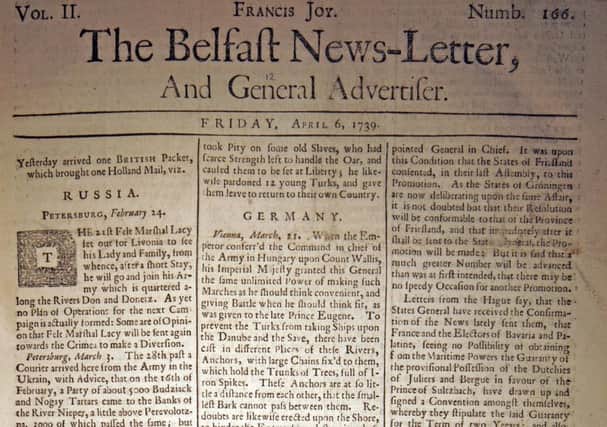 The Belfast News Letter of April 6 1739 (April 17 in the modern calendar)