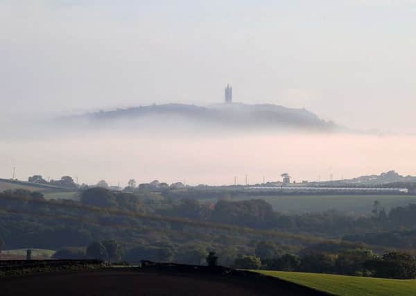 Northern Ireland- 29th September 2014 Picture by Jonathan Porter/Presseye.com. 

Early morning mist surrounds Scrabo Tower as the sun rises over Co. Down.