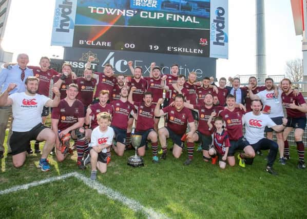 Enniskillen celebrate their Towns' Cup win over Ballyclare