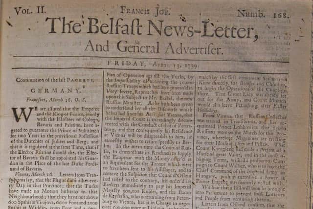 The Belfast News Letter of April 13 1739 (April 24 in the modern calendar)