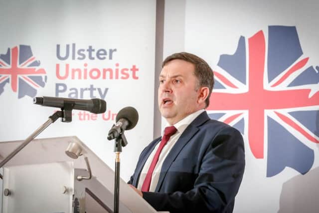 UUP leader Robin Swann MLA speaking at the launch of the Ulster Unionist Party's 2019 local government election manifesto at the Stormont Hotel, Belfast. Picture: Matt Mackey / Press Eye.
