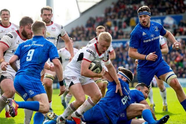 Dave Shanahan goes over for an Ulster try