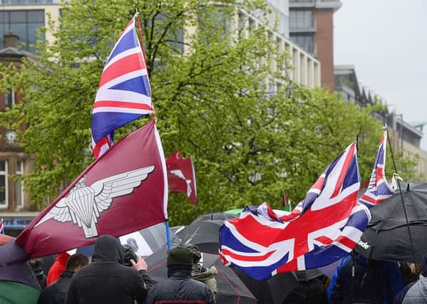 Belfast rally in support of Bloody Sunday paratrooper 'Soldier F'. Picture: Arthur Allison/Pacemaker
