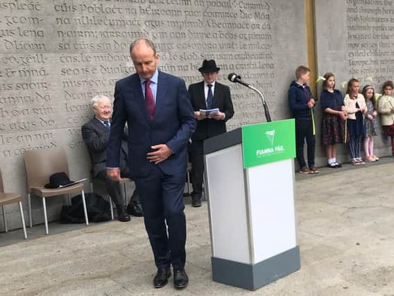 Fianna Fail leader Michael Martin attending the party's 1916 Easter Rising commemoration at Arbour Hill in Dublin.