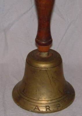 A Second World War ARP handbell
