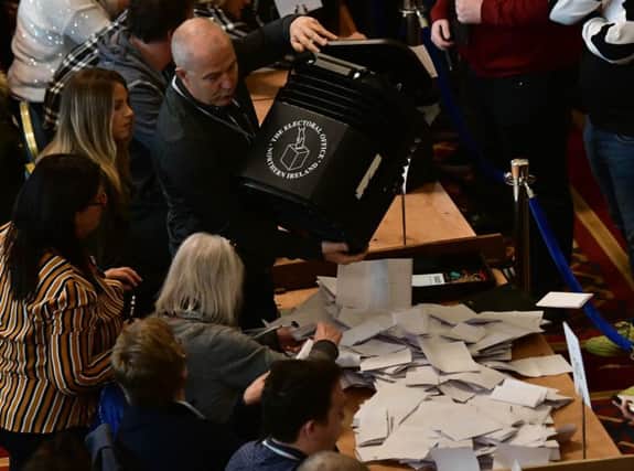 Counting taking place at Belfast City Hall on Friday