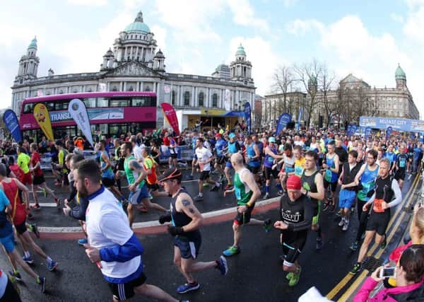 Runners take part in the 2016 Belfast Marathon. PressEye