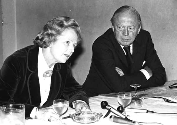 Margaret Thatcher picturerd at a press conference at the Dunadry Hotel in Co Antrim with her friend and colleague Airey Neave  in June 1978. Pacemaker Press