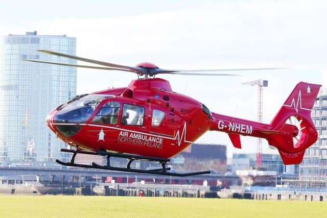 The Air Ambulance Northern Ireland was tasked to the scene of the incident on Monday.