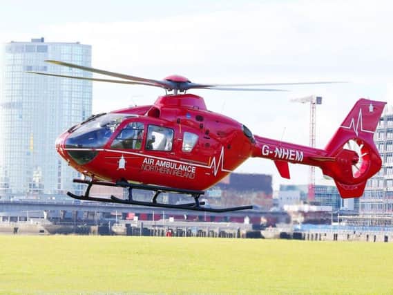 The Air Ambulance Northern Ireland was tasked to the scene of the incident on Monday.