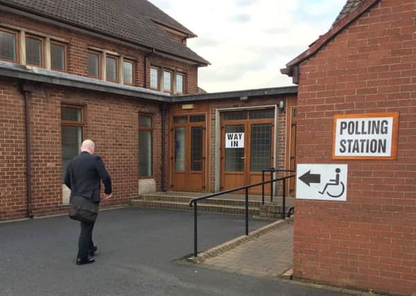 Voter goes to polls at Bloomfield Methodist Church polling station on Grand Parade east Belfast. PRESS ASSOCIATION Photo. Picture date: Thursday May 2, 2019. A total of 819 local government election candidates are standing across 11 council areas. See PA story ULSTER Poll. Photo credit should read: David Young/PA Wire