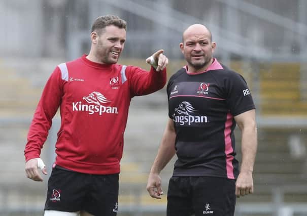 Darren Cave and Rory Best during training this week ahead of Ulster v Connacht. Both will play in their last home games on Saturday for the province