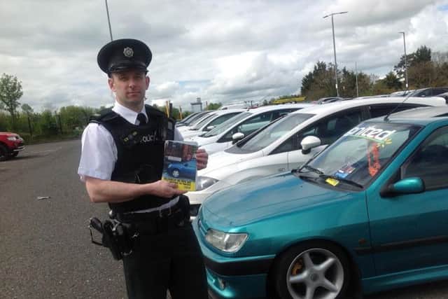 Police have been distributing information leaflets in the Dunsilly park and ride area. Picture: PSNI