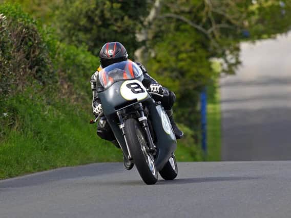 Guy Martin on his BSA Rocket classic machine in practice at the Tandragee 100 on Friday. Picture: Pacemaker Press.