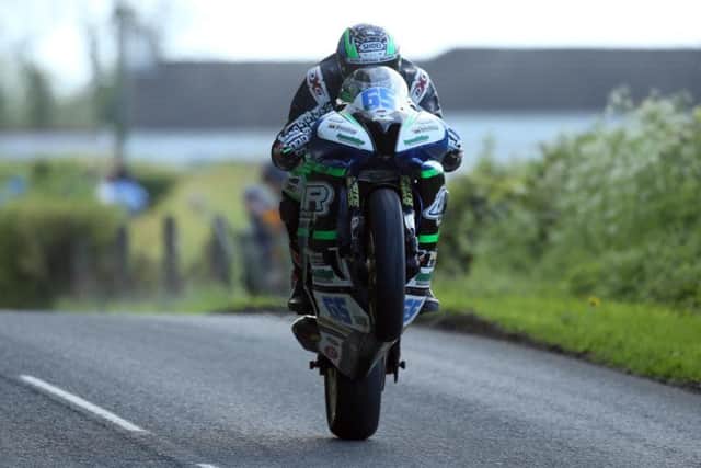 Michael Sweeney tucked in behind the fairing of his 600cc MJR Yamaha. Picture: Stephen Davison/Pacemaker Press.