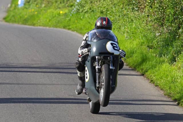 Guy Martin in action on his BSA Rocket at the Tandragee 100 on Friday. Picture: Pacemaker Press.
