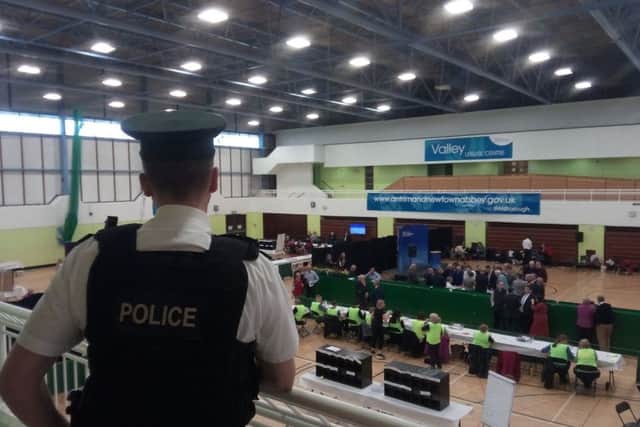 General view of counting in the Valley Leisure Centre at the weekend