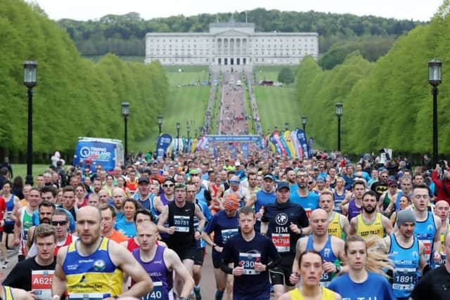 The start of the Deep RiverRock Belfast City Marathon at the Stormont Estate, Belfast on Sunday