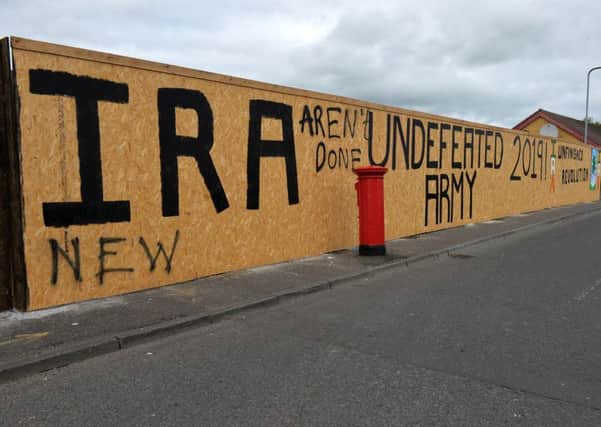 The IRA graffiti has been painted over with a new artwork