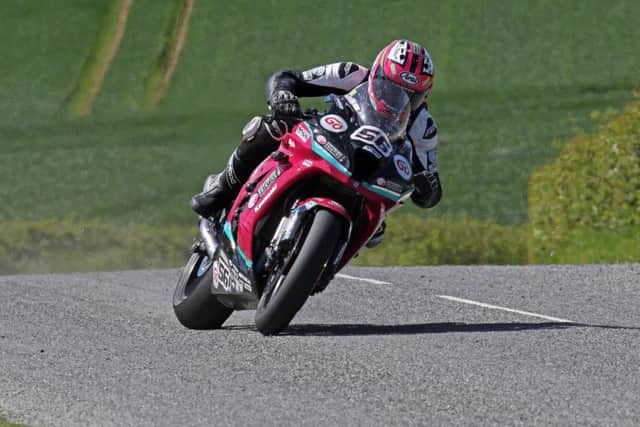 Adam McLean on the McAdoo Kawasaki ZX-10RR at the Tandragee 100 on Saturday. Picture: Pacemaker Press.