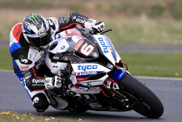 Michael Dunlop in action on the Tyco BMW during a recent test at Kirkistown in Co. Down.