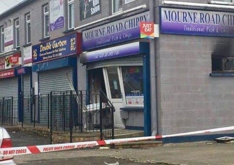 Mourne Road Chippy which was damaged in a suspected arson attack