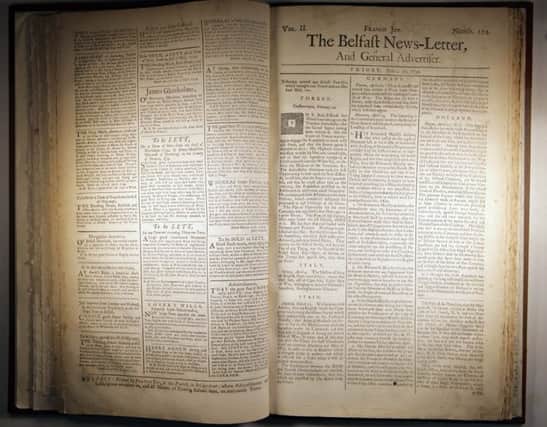 The front page of the Belfast News Letter of April 27 1739 (which is May 8 in the modern calendar)
