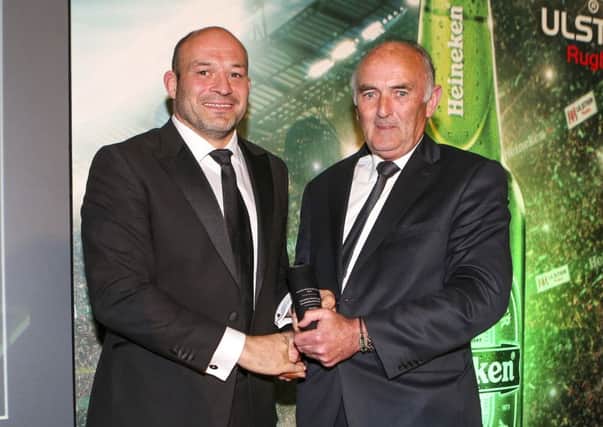 Rory Best receives the Heineken Ulster Rugby Personality of the Year Award from Pat Maher representing Heineken