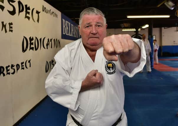 Karate teacher Oliver Brunton, aged 78, at his dojo at College Street, Belfast
