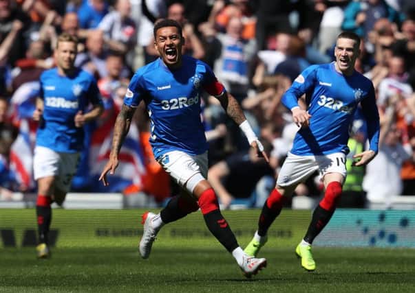 Rangers James Tavernier celebrates scoring his side's first goal of the game