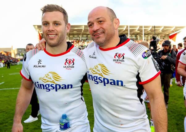 Guinness PRO14 Quarter-Final, Kingspan Stadium, Belfast 4/5/2019
Ulster vs Connacht
Ulster's Darren Cave with Rory Best after the game
Mandatory Credit ©INPHO/Tommy Dickson
