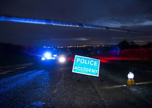 The scene of the RTC on the Roguery road between Ballymena and Toomebridge. The accident happened on Tuesday evening, police investigators are at the scene. Pic Steven McAuley/McAuley Multimedia