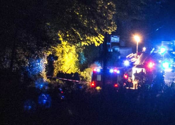 The scene of the RTC on the Roguery road between Ballymena and Toomebridge. The accident happened on Tuesday evening, police investigators are at the scene. Pic Steven McAuley/McAuley Multimedia