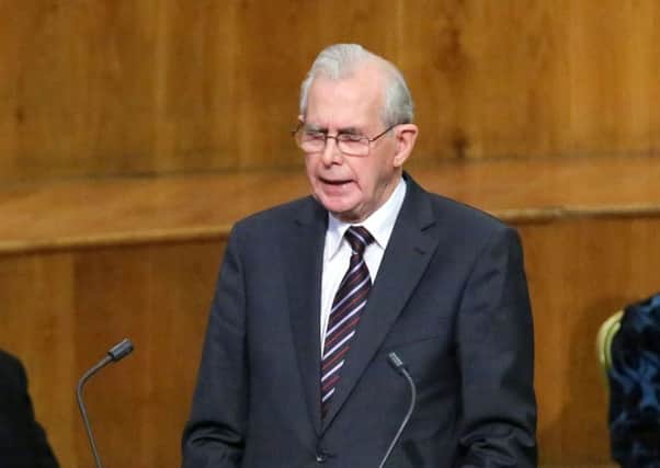 The Rev James Beggs taking part in the late Ian Paisley's memorial service in the Ulster Hall