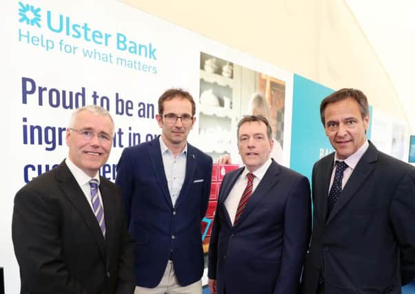 Ulster Bank head of Northern Ireland, Richard Donnan, with from left, David Keeling, CEO of Keelings Retail, George Mullan, MD of ABP Northern Ireland and senior agriculture manager, Ulster Bank, Cormac McKervey