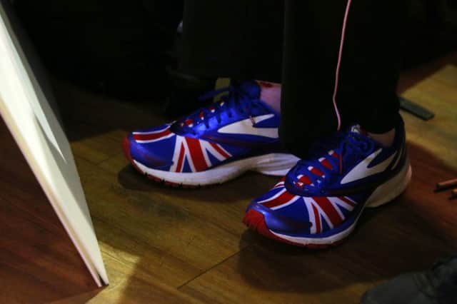 A man wearing Union shoes at a Brexit rally in England during the week; NI will vote in the EU election on May 23