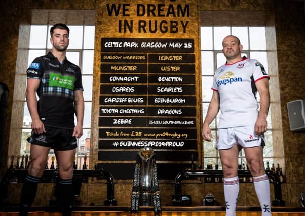 Glasgow's Adam Hastings and Ulster's Rory Best
 ahead of Friday night's Guinness PRO14 semi-final at Scotstoun