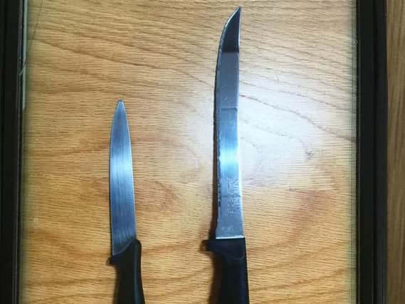The knives taken from a man this morning