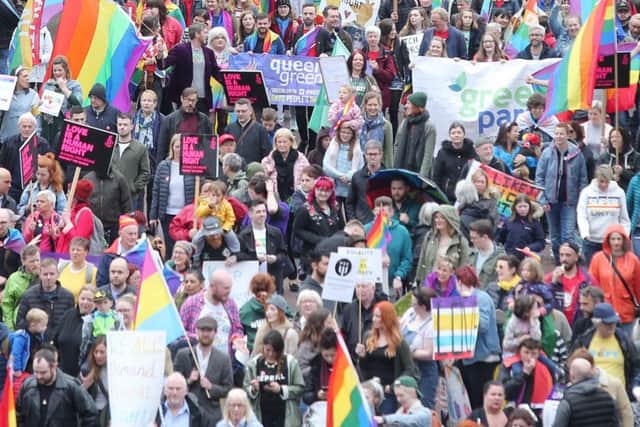 Marchers on Saturday included a number of tributes to Lyra McKee
