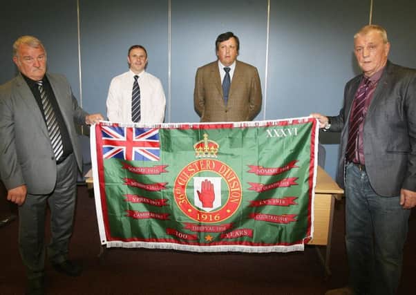 Members of the Loyalist Communities Council (from left) Jim Wilson, Winston Irvine, David Campbell and Jackie McDonald