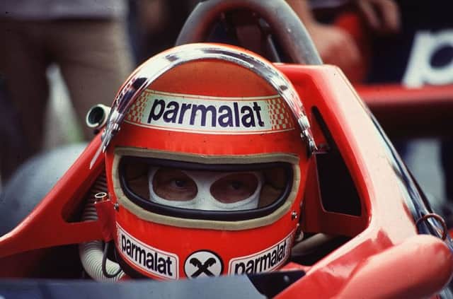 1978:  Champion motor racing driver Niki Lauda of the Parmalat racing team in his F1 Brabham Alfa Romeo during the British Grand Prix at the Brand's Hatch motor-racing circuit in Kent.  (Photo by Hulton Archive/Getty Images)