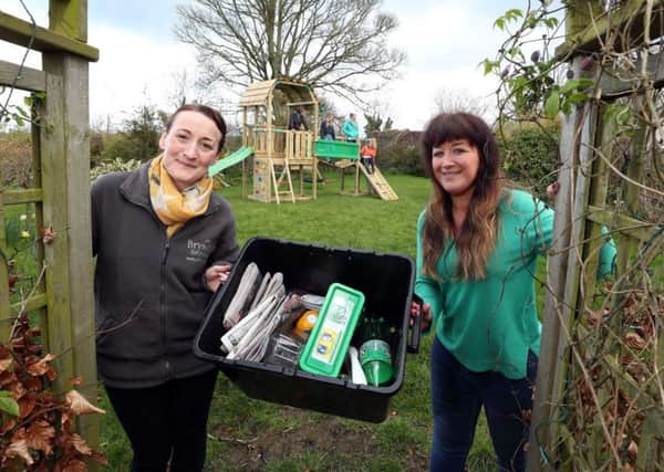 Claire McCallum, Communications Manager at Bryson Recycling, is pictured with Sarah Logue, Activity Worker at MACS.