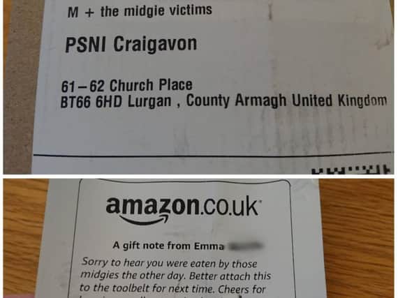 Package for M at Lurgan Police Station