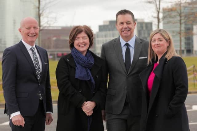 Colin Neill CEO Hospitality Ulster, Julie Galbraith DWF Law Partner, Sue Gray, Department of Finance and Glyn Roberts, CEO Retail NI pictured at the Retail NI-DWF Local Government conference.