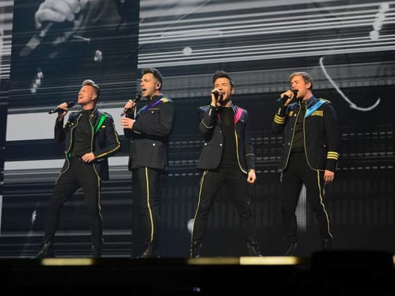 Westlife on stage at Belfast's SSE Arena on the first night of their comeback tour. Pic by Arthur Allison, Pacemaker