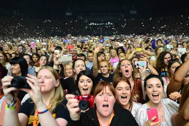 The capacity crowd enjoying the Westlife concert at the SSE Arena, Belfast. Pic by Arthur Allison, Pacemaker