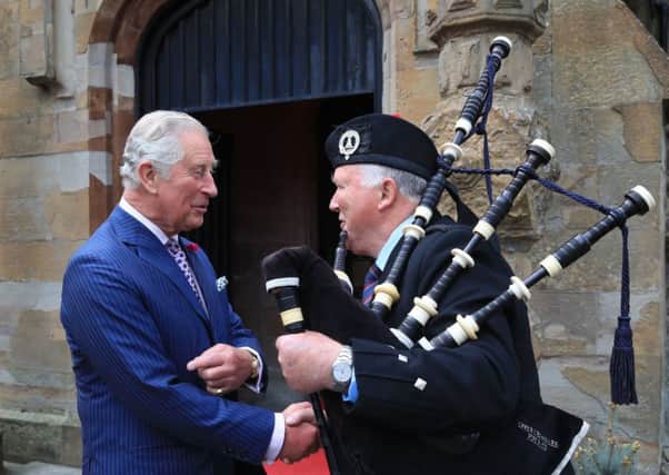 LURGAN, NORTHERN IRELAND - MAY 22:  Prince Charles, Prince of Wales visits Brownlow House, home of Lugan District Loyal Orange No.6, on the second day of his tour of Northern Ireland on May 22, 2019 in Lurgan, Northern Ireland.  (Photo by Owen Humphreys - WPA Pool/Getty Images)