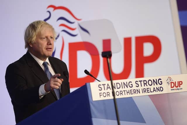 Boris Johnson backed the Withdrawal Agreement even though he stood in front of a DUP conference weeks earlier, in November last year, and rubbished the backstop