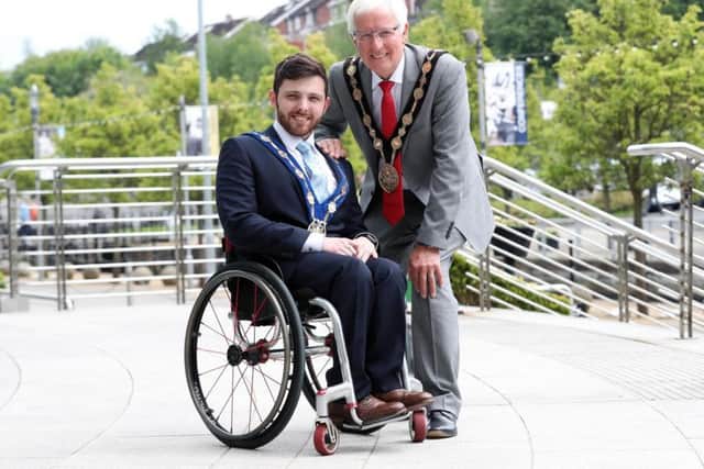 Lisburn and Castlereagh mayor Alan Givan and deputy mayor Johnny McCarthy